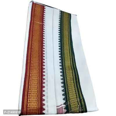 SKAB? 100% Pure Cotton Handloom Super Soft Double Bordered Full Size Exclusive Gamcha (White, Set of 1)