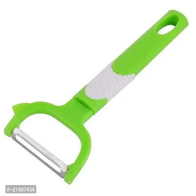 SKAB Plastic Handle Metal Vegetable Fruit Peeler Cutter (Green- White)-thumb0