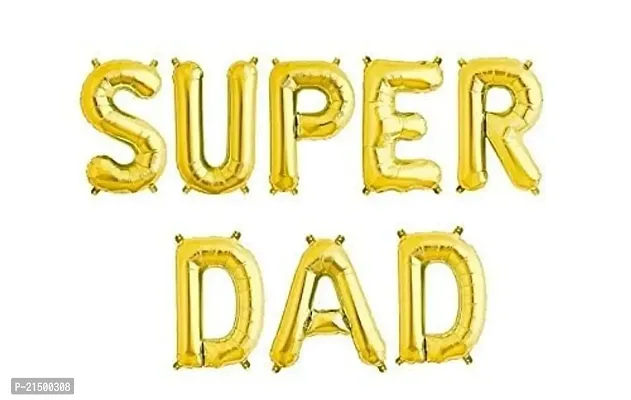 Skab? Super DAD Decoration Letter Foil Balloon for Marriage/Anniversary/Surprise/Wedding/Celebration- Golden Letter Balloon (Gold, Pack of 3)-thumb0