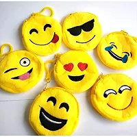 SKAB Girl's Kid's Yellow Fabric Smiley Kiss Cool and Love Coin Purse Pocket Pouch (Set of 12)-thumb2
