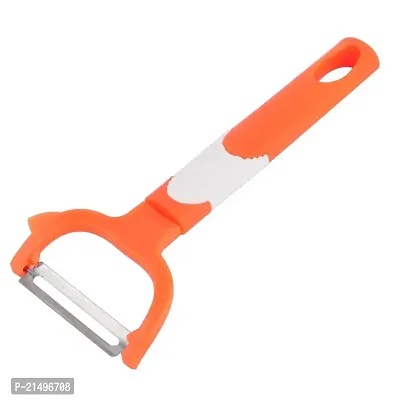 SKAB Plastic Handle Metal Vegetable Fruit Peeler Cutter (Orange - White)-thumb0