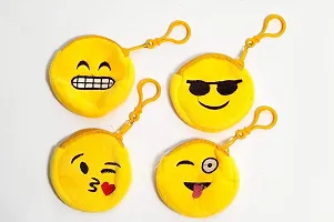 SKAB Girl's Kid's Yellow Fabric Smiley Kiss Cool and Love Coin Purse Pocket Pouch (Set of 12)-thumb3