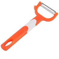 SKAB Plastic Handle Metal Vegetable Fruit Peeler Cutter (Orange - White)-thumb1