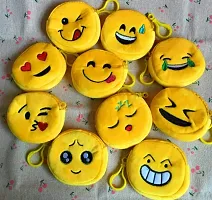 SKAB Girl's Kid's Yellow Fabric Smiley Kiss Cool and Love Coin Purse Pocket Pouch (Set of 12)-thumb4