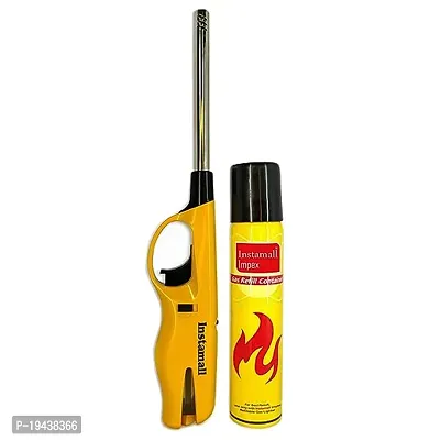 Adjustable Flame Lighter For Kitchen With Refill Bottle 100 Ml (Yellow Lighter )