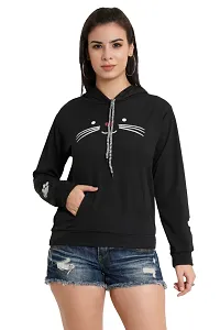 Beautiful Cotton Black Hooded Sweatshirt For Women-thumb1