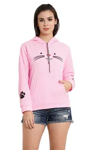 Beautiful Cotton Baby Pink Hooded Sweatshirt For Women-thumb4