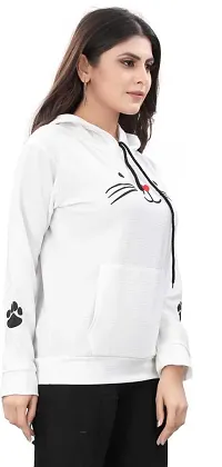 Beautiful Cotton White Hooded Sweatshirt For Women-thumb1