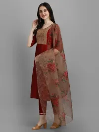 Trendy Maroon Printed Silk Straight Kurta Bottom Set For Women-thumb2