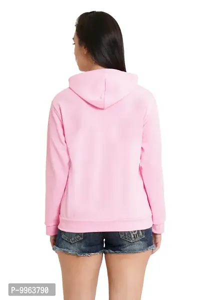 Beautiful Cotton Baby Pink Hooded Sweatshirt For Women-thumb4