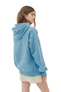 Beautiful Cotton Blue Hooded Sweatshirt For Women-thumb1