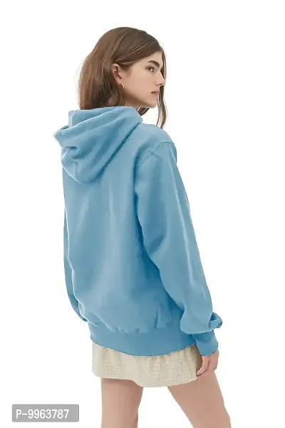 Beautiful Cotton Blue Hooded Sweatshirt For Women-thumb2