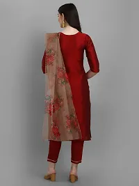 Trendy Maroon Printed Silk Straight Kurta Bottom Set For Women-thumb1