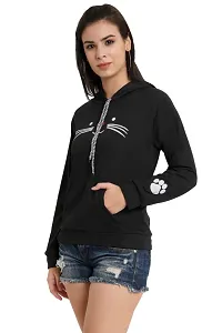 Beautiful Cotton Black Hooded Sweatshirt For Women-thumb2