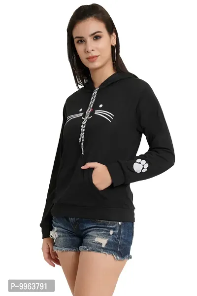 Beautiful Cotton Black Hooded Sweatshirt For Women-thumb3