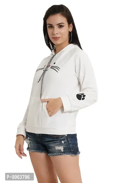 Beautiful Cotton White Hooded Sweatshirt For Women-thumb3