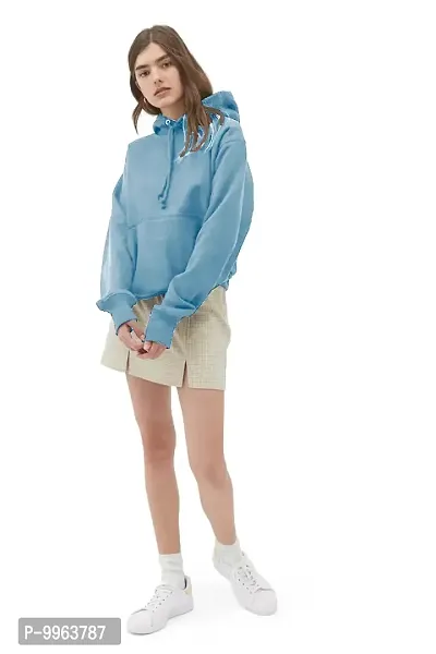 Beautiful Cotton Blue Hooded Sweatshirt For Women-thumb0