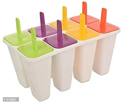 Summer Special 8 Pcs Ice Cream Candy Kulfi Maker Popsicle Mold Set (Multicolor-thumb0