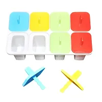 Summer Special 8 Pcs Ice Cream Candy Kulfi Maker Popsicle Mold Set (Multicolor-thumb1