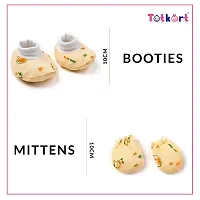 Totkart New Born Baby Caps, Mittens, Socks/Baby Cap Set 0 to 9 Months, Lemon Orange-thumb3