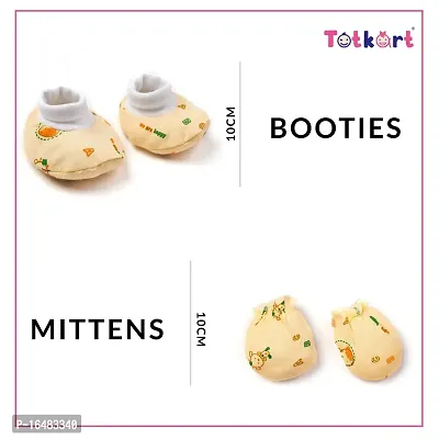 Totkart New Born Baby Caps, Mittens, Socks/Baby Cap Set 0 to 9 Months, Lemon Orange-thumb4