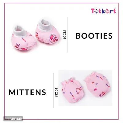 Totkart New Born Baby Caps, Mittens, Socks/Baby Cap Set 0 to 9 Months, Blue Pink-thumb5