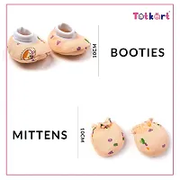 Totkart New Born Baby Caps, Mittens, Socks/Baby Cap Set 0 to 9 Months, Blue Peach-thumb4