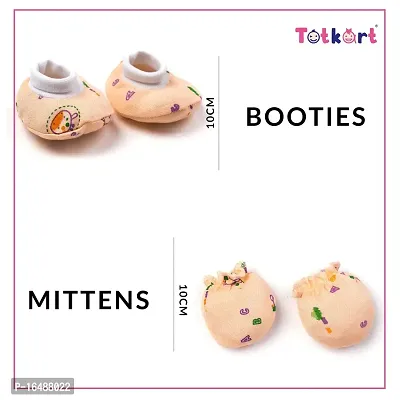 Totkart New Born Baby Caps, Mittens, Socks/Baby Cap Set 0 to 9 Months, Blue Peach-thumb5