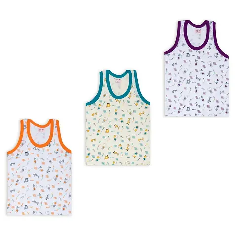 Totkart New Born Baby Pure Regular Fit Sando Innerwear Baniyan Kids Vest Infants Sleeveless Undershirts for Baby Boys Girls Pack of 3