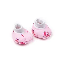 Totkart Baby Cap Mittens Booties Combo Set in Soft Cotton Mittens for New Born Baby, Pink-thumb2
