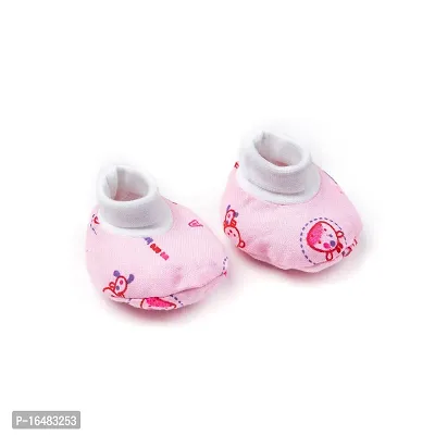 Totkart Baby Cap Mittens Booties Combo Set in Soft Cotton Mittens for New Born Baby, Pink-thumb3