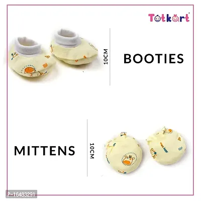 Totkart New Born Baby Caps, Mittens, Socks/Baby Cap Set 0 to 9 Months, Green Lemon-thumb5