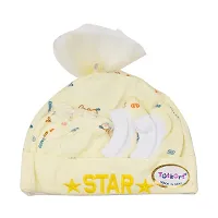 Totkart New Born Baby Caps, Mittens, Socks/Baby Cap Set 0 to 9 Months, Lemon Orange-thumb1