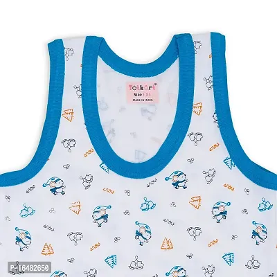 Totkart New Born Baby Pure Cotton Printed Regular Fit Sando Innerwear Baniyan Kids Vest Infants Sleeveless Undershirts for Cute Boys Girls Pack of 3-thumb3