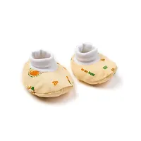 Totkart Baby Cap Mittens Booties Combo Set in Soft Cotton Mittens for New Born Baby, Orange-thumb1