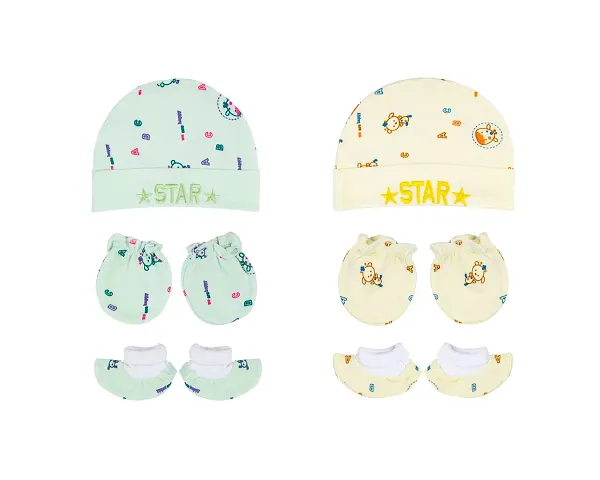 Totkart New Born Baby Caps, Mittens, Socks/Baby Cap Set 0 to 9 Months