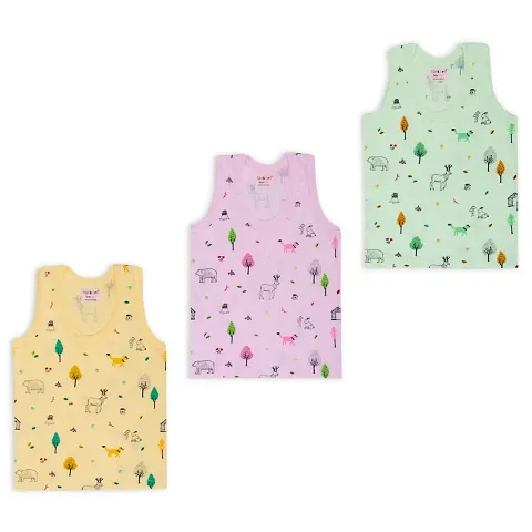 Totkart Printed Summer Vest for Babies Baniyan Cotton Inner wear for Baby Sleeveless Undershirts for Kids Sando ganji for Toddler Girls/Boys Pack of 3