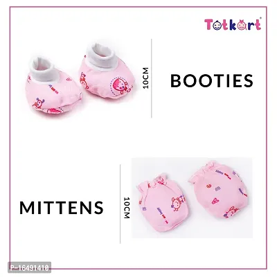 Totkart New Born Baby Caps, Mittens, Socks/Baby Cap Set 0 to 9 Months, Peach Pink-thumb5