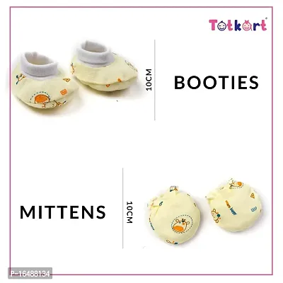 Totkart New Born Baby Caps, Mittens, Socks/Baby Cap Set 0 to 9 Months, Blue Lemon-thumb5