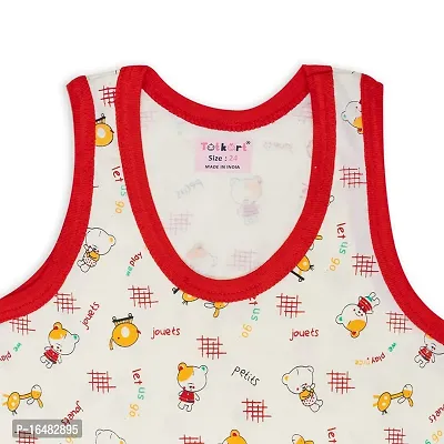 Totkart New Born Baby Pure Cotton Printed Regular Fit Sando Innerwear Baniyan Kids Vest Infants Sleeveless Undershirts for Baby Boys Girls Pack of 3-thumb3