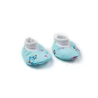 Totkart Baby Cap Mittens Booties Combo Set in Soft Cotton Mittens for New Born Baby, Blue-thumb3
