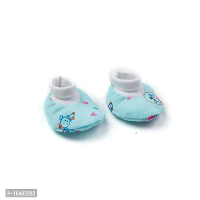 Totkart Baby Cap Mittens Booties Combo Set in Soft Cotton Mittens for New Born Baby, Blue-thumb4