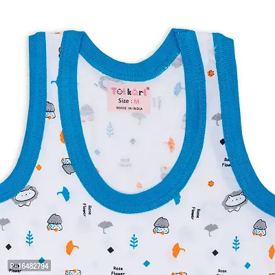 Totkart New Born Baby Pure Cotton Printed Regular Fit Sando Innerwear Baniyan Kids Vest Infants Sleeveless Undershirts for Cute Boys Girls Pack of 3-thumb3