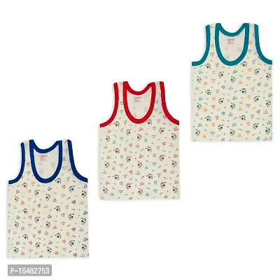 Totkart New Born Baby Pure Cotton Printed Regular Fit Sando Innerwear Baniyan Kids Vest Infants Sleeveless Undershirts for Cute Boys Girls Pack of 3