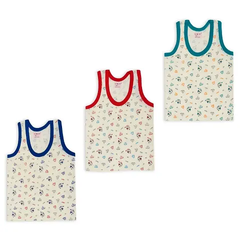 Totkart New Born Baby Pure Regular Fit Sando Innerwear Baniyan Kids Vest Infants Sleeveless Undershirts for Cute Boys Girls Pack of 3