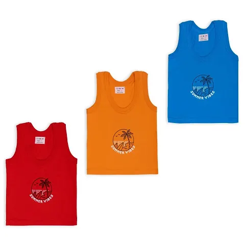 Totkart New Born Baby Pure Regular Fit Sando Innerwear Baniyan Kids Vest Infants Sleeveless Undershirts for Baby Boys Girls Pack of 3