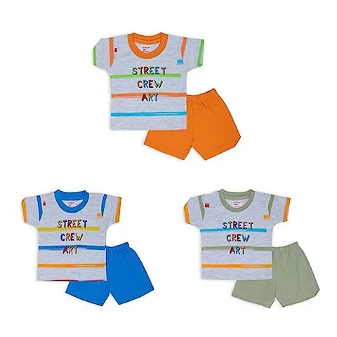 Totkart Pack of 3 100% Soft Tshirt Pant Set for Baby/Clothing Set for Baby