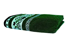Space Fly Cotton Attractive Big Size Bath Towels, Embroidered Border (Size: 28X58 inch, Green)(1 Piece)-thumb1