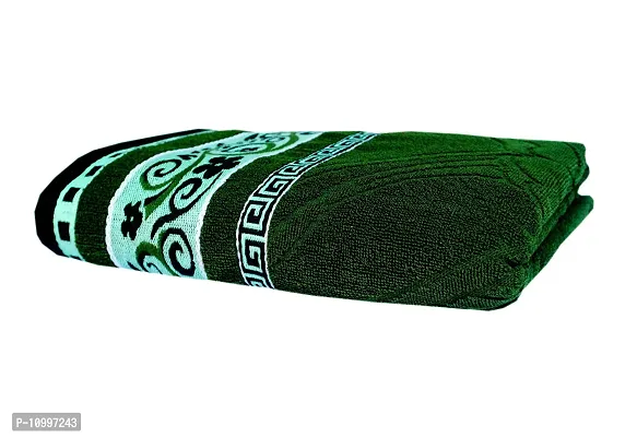 Space Fly Cotton Attractive Big Size Bath Towels, Embroidered Border (Size: 28X58 inch, Green)(1 Piece)-thumb2