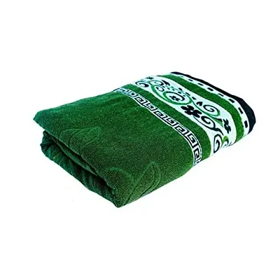 Space Fly Cotton Attractive Bath Towels, Embroidered Border (24X54 Inches, Green) (1 Piece)